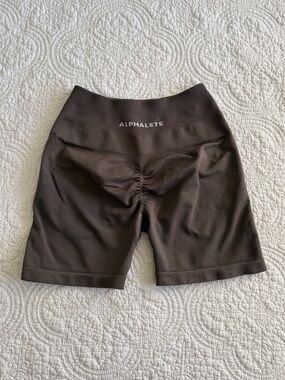 Set of 2 Alphalete Amplify Heather Mocha Brown and Blue Active 4in Shorts Small